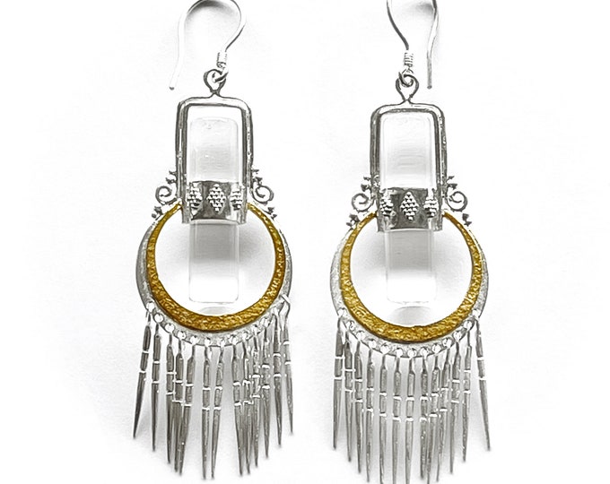 LUNULA CRYSTAL EARRINGS 2 - mountain crystal and silver (handmade by Viking Kristall)