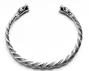 medium GOTLAND DRAGONHEADS BRACELET silver (handmade by Viking Kristall)