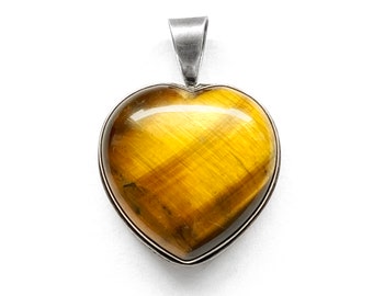 TIGER'S EYE HEART - Tiger's eye and silver (handmade by Viking Kristall)