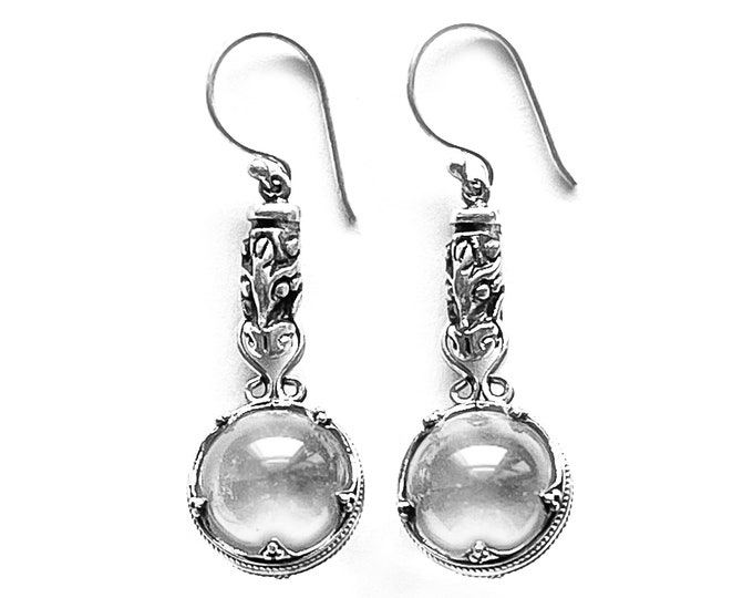 larger GOTLAND DRAGONHEADS EARRINGS - mountain crystal and silver (handmade by Viking Kristall)