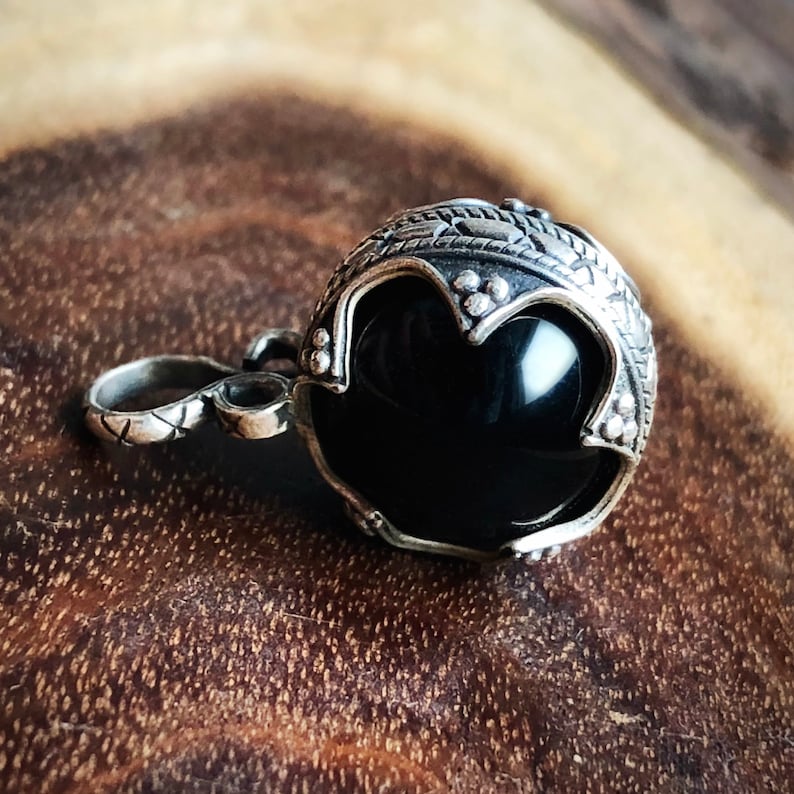 GOTLAND BALL PENDANT onyx and silver handmade by Viking Kristall image 4