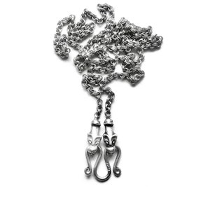 fijne KETTING 2 mm ISLANDIC WOLFHEADS - zilver (handgemaakt door Viking Kristall)