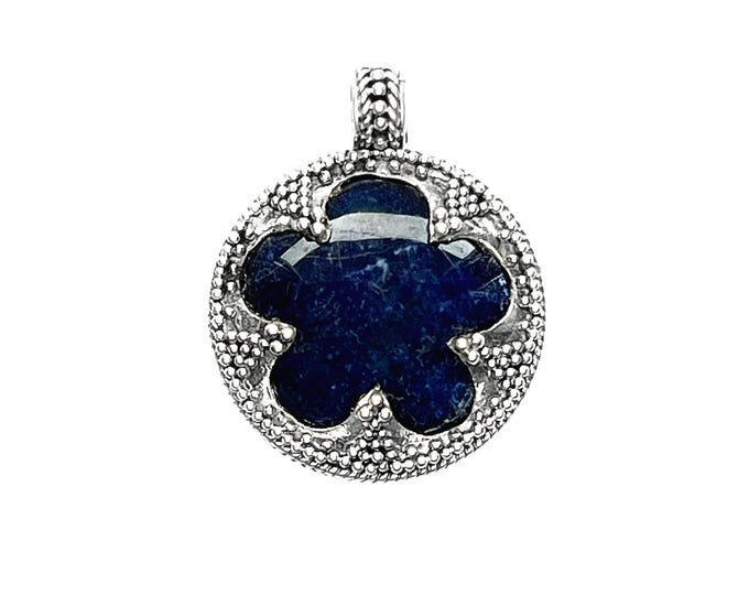 GOTLAND LENS PENDANT - dark sodalite and silver (handmade by Viking Kristall)
