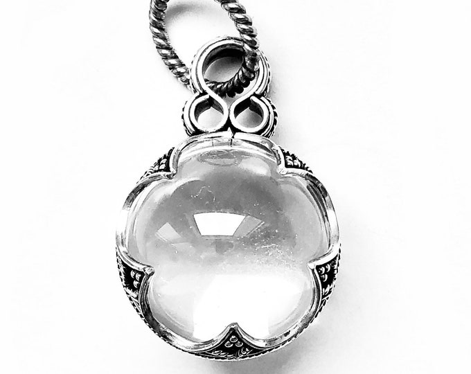 medium GOTLAND BALL PENDANT - mountain crystal and silver (handmade by Viking Kristall)