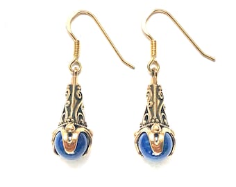 GOTLAND POWER EARRINGS - lapis lazuli and bronze (made by Viking Kristall)