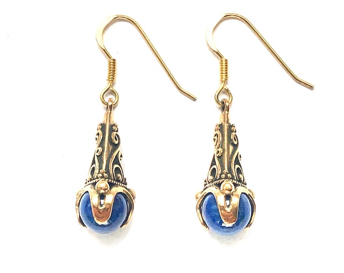 GOTLAND POWER EARRINGS - lapis lazuli and bronze (made by Viking Kristall)
