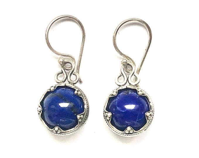 GOTLAND BALL EARRINGS - lapis lazuli and silver (handmade by Viking Kristall)