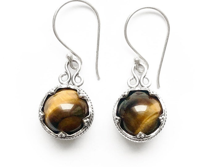 GOTLAND EARRINGS - tiger eye and silver (handmade by Viking Kristall)