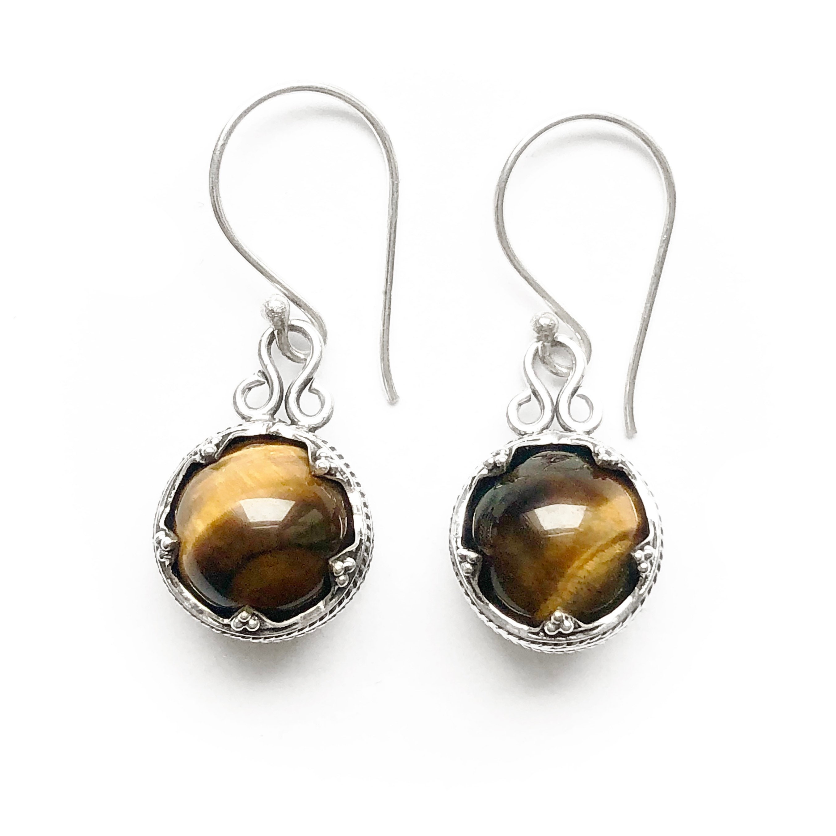 Sterling silver tiger eye earrings sale