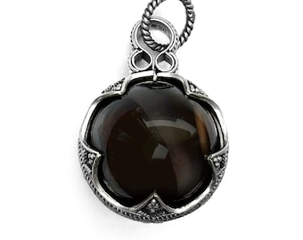 medium GOTLAND BALL PENDANT - smoky quartz and silver (handmade by Viking Kristall)
