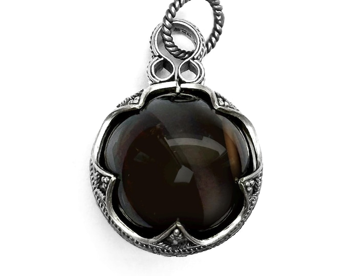 medium GOTLAND BALL PENDANT - smoky quartz and silver (handmade by Viking Kristall)