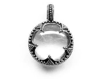 small GOTLAND LENS PENDANT - mountain crystal and silver (handmade by Viking Kristall)