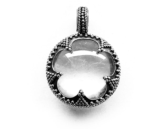 small GOTLAND LENS PENDANT - mountain crystal and silver (handmade by Viking Kristall)