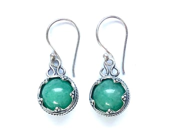 GOTLAND BALL EARRINGS - aventurine and silver (handmade by Viking Kristall)