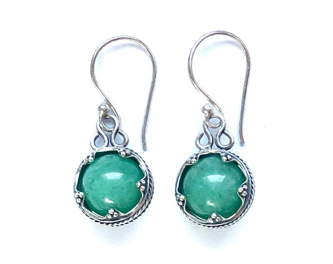 GOTLAND BALL EARRINGS - aventurine and silver (handmade by Viking Kristall)