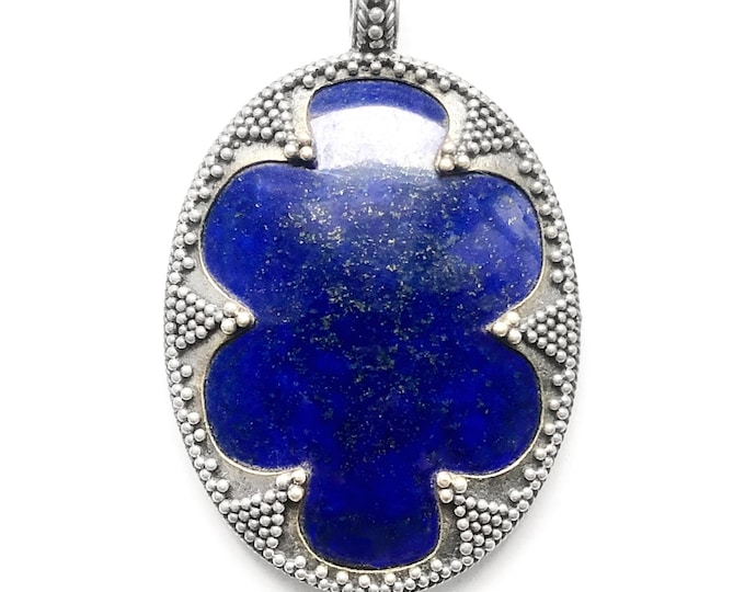 large oval GOTLAND LENS PENDANT - lapis lazuli and silver (handmade by Viking Kristall)