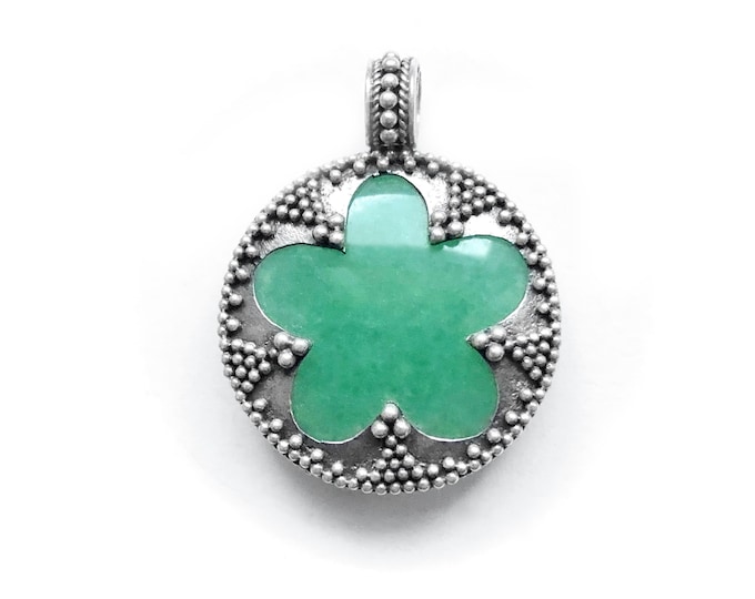 GOTLAND LENS PENDANT - aventurine and silver (handmade by Viking Kristall)