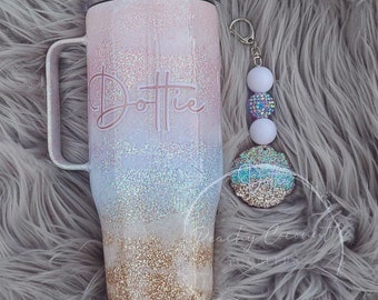 Sunset Beach Ombre Glitter Tumbler: Personalized Pastel Tumbler