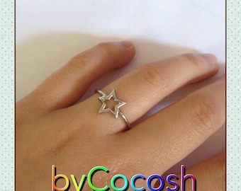 Star ring. Sterling silver 925. Handmade ring. Sterling ring. Silver ring. Star jewelry,bycocosh,FREE SHİPPİNG