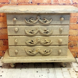 Miniature chest of drawers furniture scale 1/12, Dolls house, hand made, Shabby chic