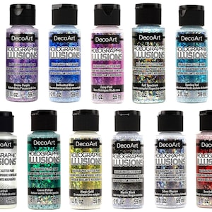 DecoArt - Holographic Illusions Range - 59ml Bottles - Various Colours