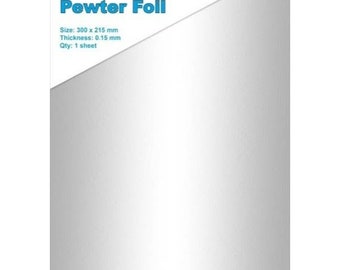 Best quality pewter sheet, 305mm x 195mm x 0.15mm thick.