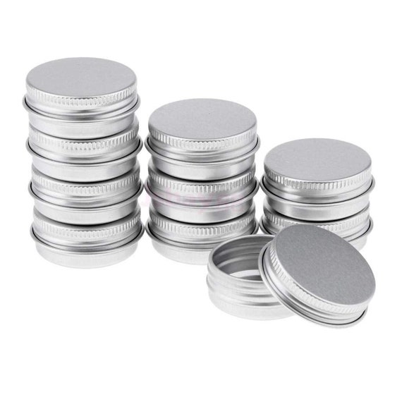 Round Aluminium Tin Containers With EPE Lined Screw Lid silver 