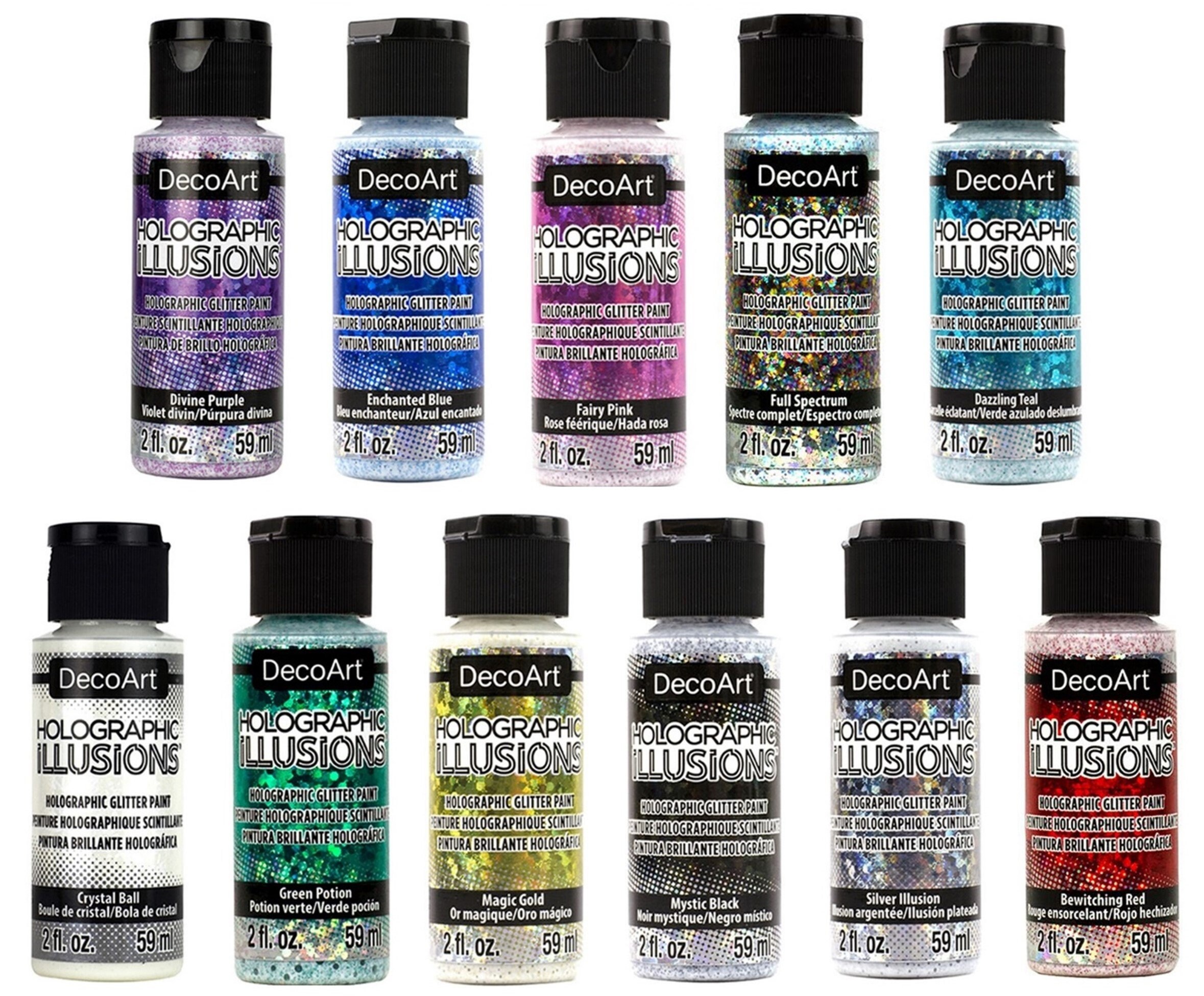 Decoart Holographic Illusions Range 59ml Bottles Various Colours