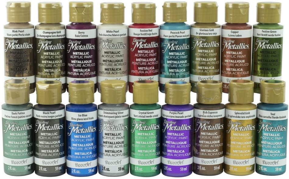 Decoart Dazzling Metallic Acrylic Craft Paints. 2oz / 59ml 