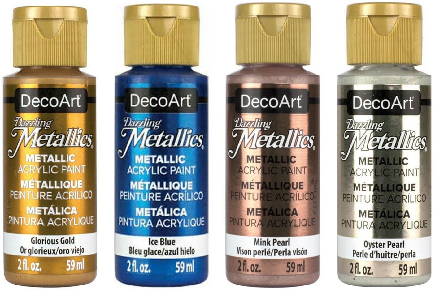 DecoArt Dazzling Metallics - 2 Ounce 4 Pack Glorious Gold Acrylic Pain –  WoodArtSupply