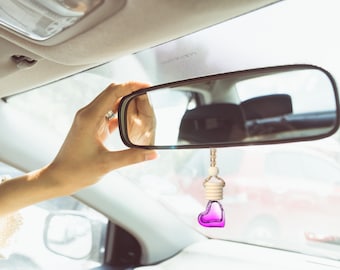 Hanging Car Diffuser: Long-Lasting Scent, Car Air Freshener in heart shaped bottle