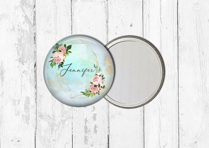 Pocket mirrors Personalized with names. Floral pocket mirror Etsy