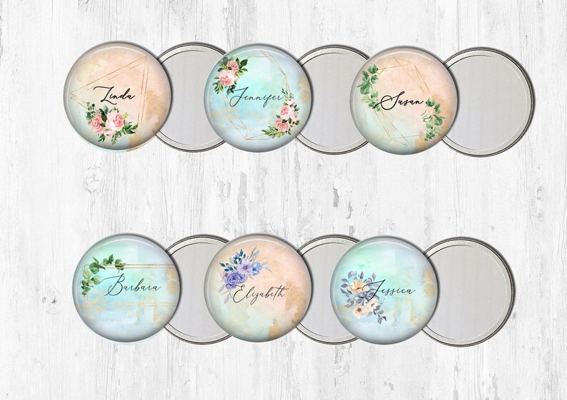 Pocket mirrors Personalized with names. Floral pocket mirror Etsy