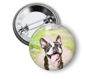 Custom Pet Portrait Pinback Button – Personalized Dog Cat Photo Badge (1.25" or 2.25")