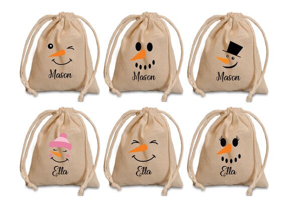 Snowman face favor bags. Christmas party bags. Christmas treat bag. Christmas party favor. Christmas candy bags. Snowman bags personalized