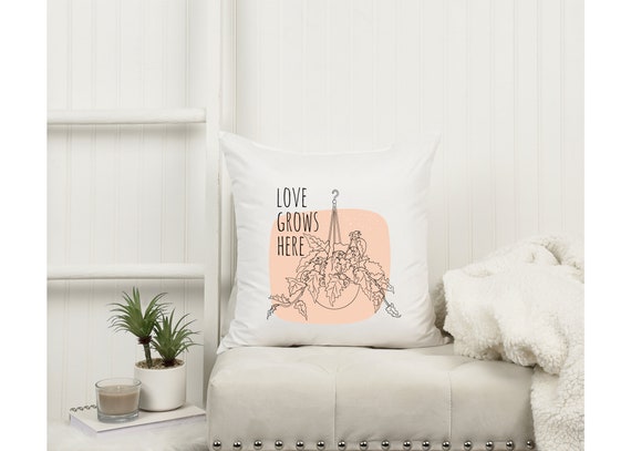 Plant inspirational pillow case. Personalized plant pillow case. White square Double sided pillow cover.