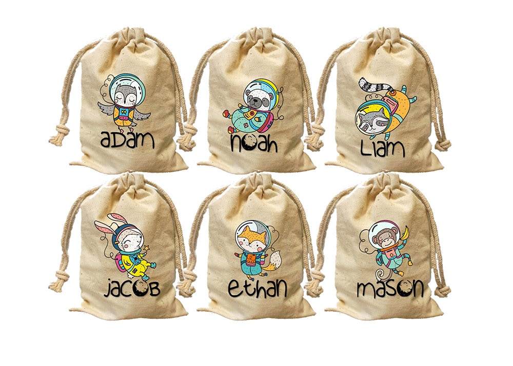 astronaut party bag personalize birthday favor bag space drawstring