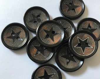 20mm wooden star buttons x 10