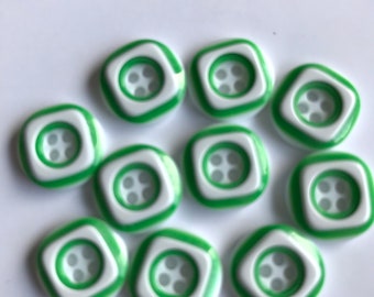 12mm 4 hole round with square detail acrylic buttons x 10