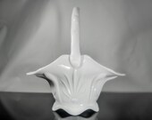 Scarce Large 1959-61 Fenton Art Glass Cactus Patterned Basket Milk Glass