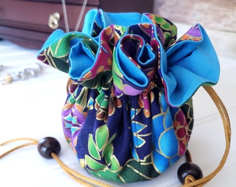 Travel Jewelry Pouch with Drawstring and Pockets