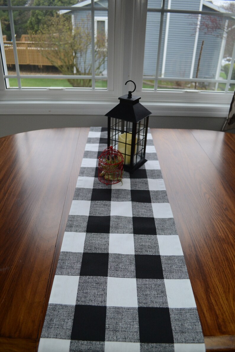 Black and White Buffalo Check Table Runner Etsy