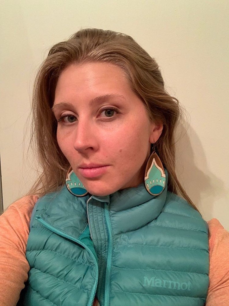 Handcrafted SENORITA Leather Teardrop Earrings Flower Earrings Wanderlust Mexico Collection Boho Leather Earrings Lightweight Earrings