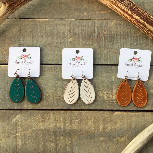 Long Painted Leather Earrings