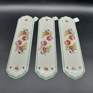 Set Of 3 Vintage Ceramic Finger Plates Floral Quinnell Letherhead 7.5x28cm