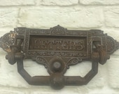 Antique Archibald Kenrick letterbox plate with knocker iron genuine Victorian