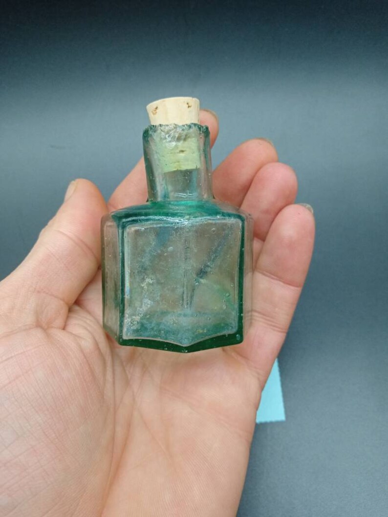 Antique Tipper Ink Bottle Light Blue Glass Octagonal Burst Lip Etsy