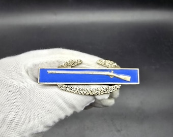 WW2 United States Army combat infantry man badge sterling silver blue enamel 76.39mm long #3