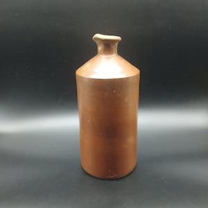 Large antique master ink bottle brown salt glaze lovatts pouring ink Edwardian 23 cm long
