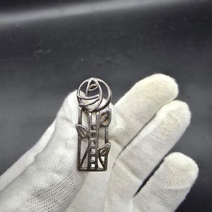 vintage Carrick Sterling Silber Brosche &#39;Scottish Renee Mackintosh Style Blumenmuster 35 mm lang